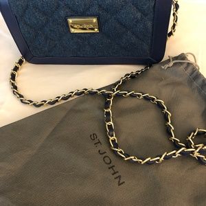 Navy/denim St. John shoulder bag with detachable strap